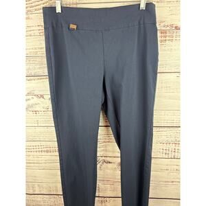 Womens Alfani Navy Blue Dress Pants Straight Ankle Pull On Career Office 8 Short